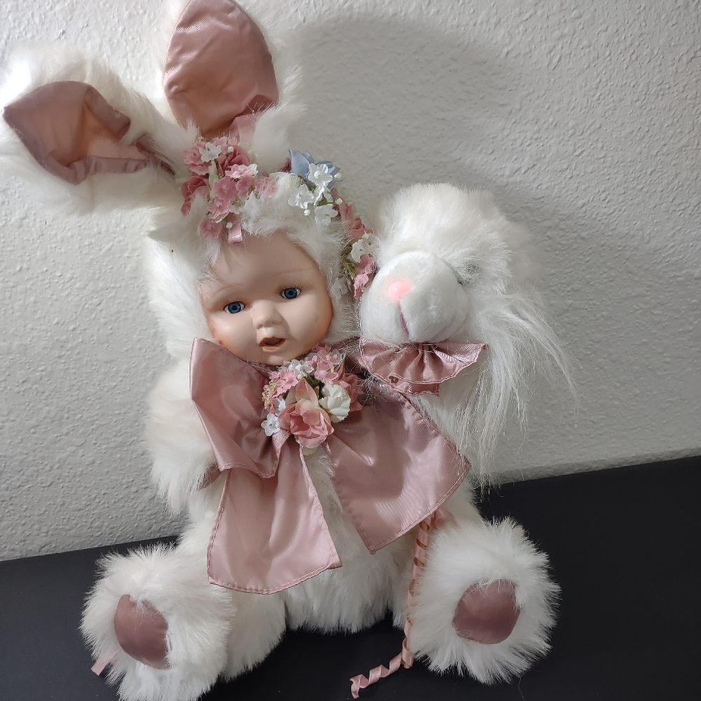 Vintage Porcelain Spring Baby in Bunny Costume